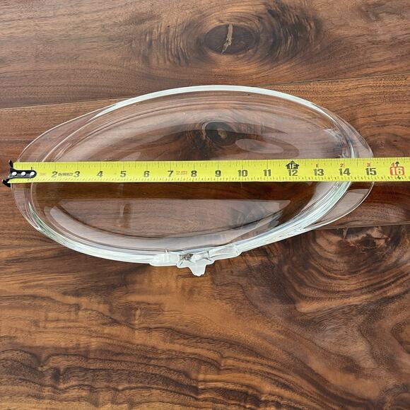 Vintage Mikasa Frosted Flower Glass Oval Serving Tray 15.5"x8" - Picture 6 of 14